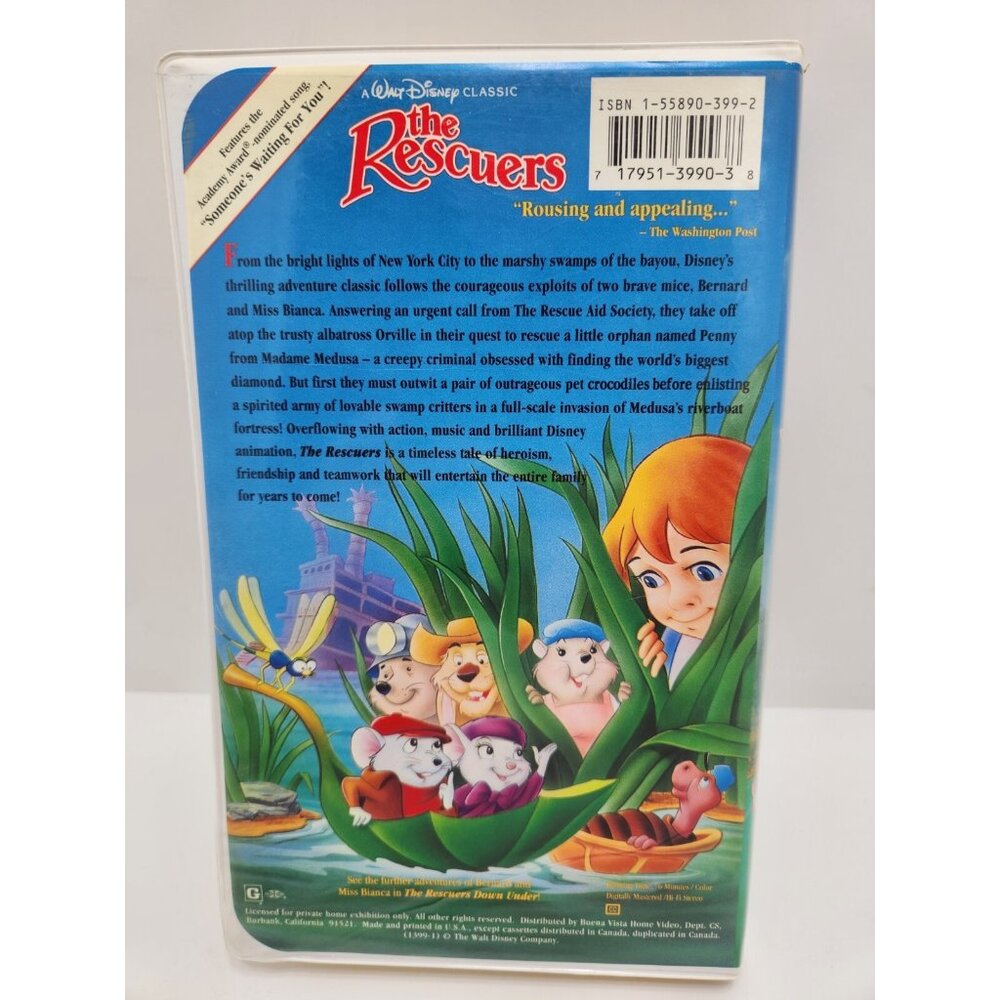 Walt Disney The Rescuers VHS 1992 Black Diamond Edition Clamshell Classic - Picture 2 of 9